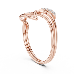 Anillo de oro macizo de 14k para mujer con diseño de onda, minimalista, con diamante de corte redondo, para regalo, compromiso, aniversario, boda - Product Image 6