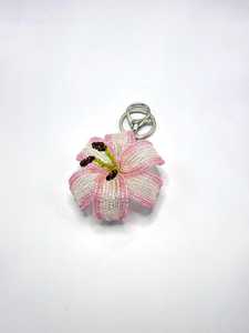 Handmade Beaded Lily <b>Keychain</b> – Resin-Coated Glass Bead Bag Charm - Product Image 1