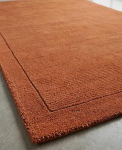 Alfombra Moderna Hecha a Mano de Lana Antideslizante con Borde Texturizado Marrón Óxido y Patrón Abstracto para Decoración de Sala de Estar y Dormitorio - Product Image 3