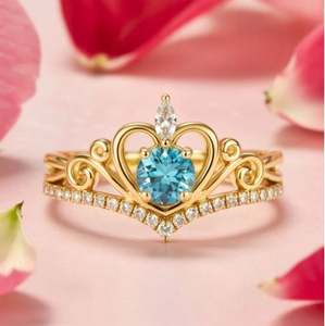 Anillo de Boda Real para Ella en Plata de Ley con Piedra de Moissanita Azul - Product Image 1