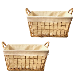 High-Quality Natural Water Hyacinth Seagrass Rattan Bamboo <b>STORAGE</b> <b>BASKET</b> with Cotton Liner Home Organizer - Product Image 1