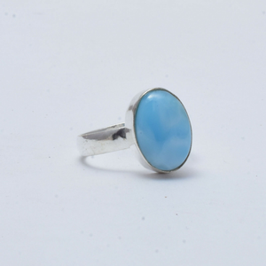 Anillo de Larimar en Plata 925, Hecho a Mano con Piedra Preciosa Natural, Joyería Inspirada en el Océano para Mujer, Regalo de Boda - Product Image 4