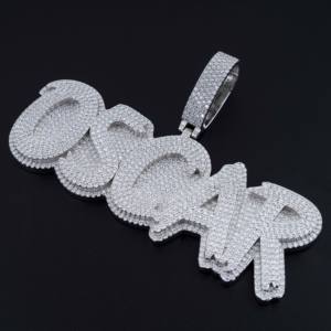 Mens 925 Silver Moissanite <b>Custom</b> <b>Name</b> Pendant Iced Bubble Letter <b>Necklace</b> Personalised Statement Jewellery Gift for Men - Product Image 3