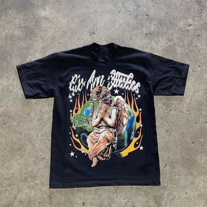 Heavyweight 350gsm Terry Streetwear Soft Dtg Mens 100% Cotton Custom Screen Printing Boxy Oversized Cropped High Street <b>Tshirt</b> - Product Image 3