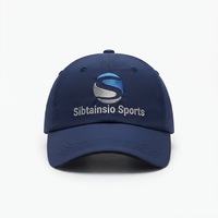Casquette de baseball de haute qualité, couleur unie, 5 panneaux, réglable, respirante, bleu marine, découpée au laser