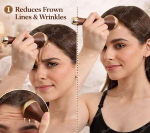 Masseur facial ayurvédique Kansa Wand, double face, en métal Kansa avec manche en bois, léger, fait main, pour le visage, le cou, les yeux, les pieds et le corps entier - Product Image 4