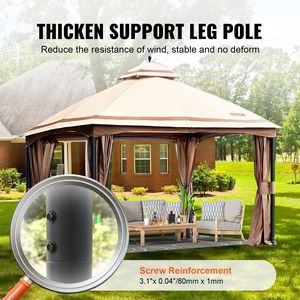 Gazebo da Giardino 10 X 13 FT per 10-12 Persone, Struttura in Metallo con Tenda in Poliestere 180G, Pergola con Zanzariera e Rivestimento in PU - Product Image 3