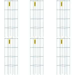 Gabbie di pomodoro, 14.6 "x 14.6" x 39.4 ", 6 confezioni di gabbie di supporto per piante quadrate, torri di pomodori in acciaio rivestite in PVC verde per l'arrampicata - Product Image 1