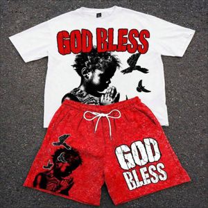 Camiseta y Pantalones Cortos de Verano para Hombre 2026, de Moda, Oversize, Transpirables, con Estampado Digital de Alto Gramaje, Conjunto a Juego, Estilo Urbano, Venta al por Mayor - Product Image 1