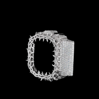 Montre de luxe en quartz avec lunette carrée sertie de diamants, modèle GS-5600, lunette personnalisée style dents de requin pavée, finition or blanc, cadran en verre, édition limitée