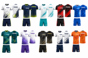 Tenue de tennis unisexe tendance, vêtements de sport professionnels, maillot et short personnalisés, tenue d'équipe imprimée, 100% polyester - Product Image 2
