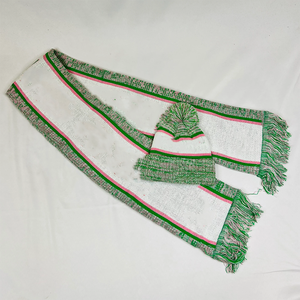 ชุดผ้าพันคอไหมพรมยาวพรีเมียมสีขาว AKA พร้อมหมวกปอมปอมลายทางสีเขียวแอปเปิ้ล 100% อะคริลิก ชุดสำหรับฤดูหนาว - Product Image 6