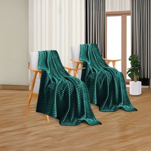 2X coperta coperta calda verde scuro comodo letto e copridivano - Product Image 5