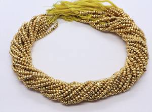 ลูกปัดไพไรต์สีทองธรรมชาติทรงเหลี่ยมขนาด 3-3.5 มม. ลูกปัดพลอยไพไรต์เคลือบ ความยาว 13 นิ้ว ขายส่งไพไรต์สีทอง - Product Image 2