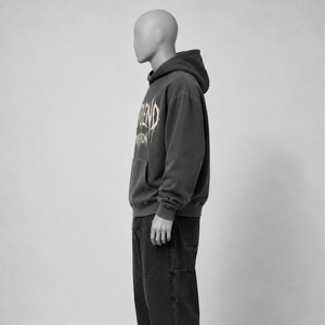 Sweat-shirt à capuche surdimensionné pour homme Moto End Corporation, 100% coton French Terry, streetwear, pull-over avec poche avant, décontracté - Product Image 3