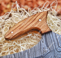 Handgesmeed Damascus staal modern Alaska-stijl Ulu-mes, halvemaanvormig lemmet, olijfhouten handvat, superscherp, ambidextrous, milieuvriendelijk