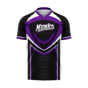 เสื้อฟุตบอลมุนค์สผู้ชาย คอวี แขนสั้น พิมพ์ลายแบบซับลิเมชั่น ระบายความชื้นได้ดี ทรงปกติ สีดำ สีม่วง สีขาว - Product Image 1