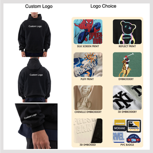 Sweat-shirt à capuche en molleton pour homme avec logo personnalisé, coupe classique, couleur unie, coton, vêtement décontracté d'automne, design imprimé sur le devant, respectueux de l'environnement - Product Image 4