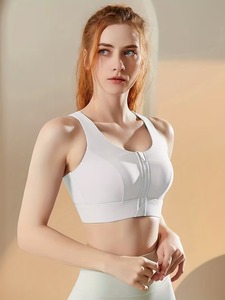 Soutien-gorge de sport à col rond pour femme |   Soutien-gorge de sport anti-frottement à fermeture éclair |   Haut de sport de course à pied à performance élastique supérieure - Product Image 2