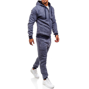 Conjunto Deportivo Azul para Hombre, Sudadera con Capucha y Cremallera de Manga Larga, Bolsillos Laterales, Ropa Casual Transpirable, Diseño Sólido, Invierno, Diseño 2 en 1 - Product Image 3