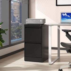 Armadietto Verticale in Metallo a 2 Cassetti con Serratura per Documenti A4/Letter, per Ufficio o Casa, Armadietto Verticale in Acciaio - Product Image 3