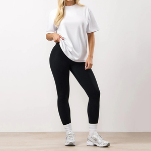 Camiseta de Manga Corta para Mujer, Cuello Redondo, Color Sólido, Corte Holgado, Transpirable y Absorbente de Humedad, Venta al Por Mayor, Mejor Calidad - Product Image 3
