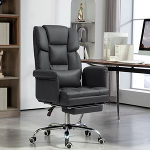Sedia da Ufficio Direzionale Reclinabile in Pelle PU con Supporto Lombare Ergonomico e Base Girevole in Nylon - Product Image 2