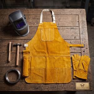 Cowhide Split Leather Industrial <b>Safety</b> Handmade Customized Welding Work Flame Resistant Oil-Resistant Adjustable High Quality - Product Image 4