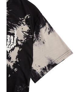 เสื้อยืดผ้าฝ้ายถัก 100% สีดำและเบจ ลายกราฟิกไท-ได พร้อมลายพิมพ์มือโครงกระดูกสุดโดดเด่น เพิ่มสไตล์สตรีทสุดเท่ - Product Image 5