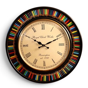 Handcrafted Wooden Pencil Wall <b>Clock</b> Creative Assorted Color Pencil <b>Clock</b> Decorative Wall <b>Clock</b> Home Decor <b>Art</b> <b>Clock</b> - Product Image 2