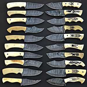 LOTE 20 Piezas 8 Pulgadas Hermoso Cuchillo de Acero Damasco Skinner Mango de Hueso Grabado Hecho a Mano Incluye Hoja de Cuero OEM - Product Image 2