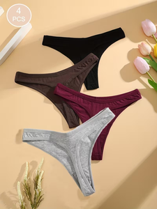 Women's Basic High-Rise Solid Color Seamless High-Waisted Triangle Panties Spandex/Cotton Anti-Bacterial Comfortable Breathable - Product Image 5