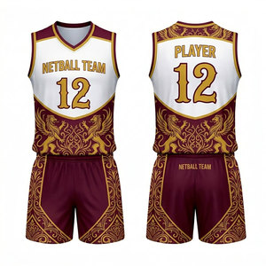 Nuevos uniformes de netball sublimados para mujer, de alta calidad, personalizados para equipos, con cuello en V, conjuntos de netball para niñas, los más vendidos. - Product Image 1