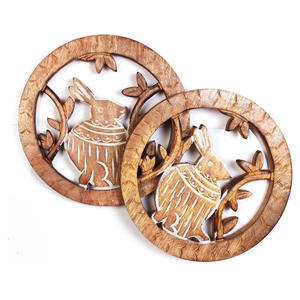 Eco Friendly Rabbit Wooden <b>Trivets</b> for Hot Pots and Pans Mango <b>Wood</b> Tea Pot Holders Hot Pads Modern Kitchen Countertop Decor Use - Product Image 5