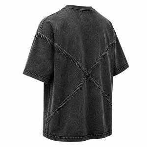 Camiseta de algodón de manga corta con cuello redondo para hombre, diseño de estilo urbano con estampado lavado, largo regular, antiarrugas, 220g, MOQ bajo - Product Image 2