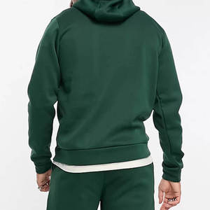 Ensemble de survêtement en molleton épais pour homme avec logo personnalisé, vente en gros, sweat-shirt et pantalon de jogging vert foncé, streetwear unisexe, vêtements de sport 2 pièces - Product Image 4