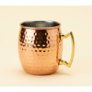 Mug à Moscow Mule en cuivre massif pur, fait main, avec design martelé et poignée en laiton, idéal pour les fêtes à domicile et les bars. - Product Image 2