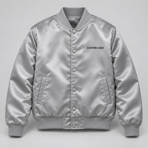 Chaqueta universitaria de béisbol de seda personalizada OEM en blanco para bordar, chaqueta bomber de satén para hombre, chaqueta unisex, ropa griega - Product Image 1