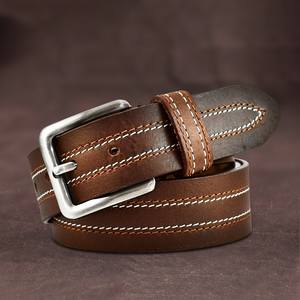 Cinturón de Cuero de Grano Superior para Hombre, Estilo Casual, Color Sólido - Product Image 3