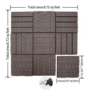 Baldosas de terraza de composite para todo tipo de clima, 12x12 pulgadas, cuadradas entrelazadas, suelo exterior de cuatro listones, baldosas de plástico para patio. - Product Image 6