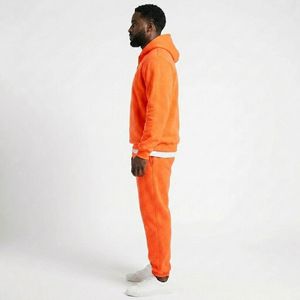 Wholesale Men's Orange Solid Color Quarter Zip Hoodie For Men Oversized Moisture Wicking Breathable Custom Logo Hoodie For Men - Product Image 2