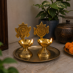 Brass Traditional Kerala Nilavilakku <b>Oil</b> <b>Lamp</b> Set Handmade Pooja Deepam Decorative Diya Temple <b>Lamp</b> Festival Home Decor Gift - Product Image 3