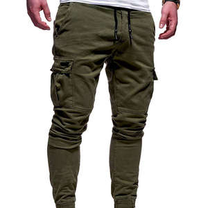 Men Lightweight Polyester Mid-Waist Cargo Jogger Pants Drawstring Closure Multiple Pockets Breathable Woven Trousers Casual - Product Image 5