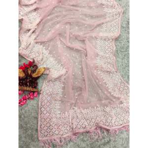 Belles paillettes broderie travail fête porter Saree élégant fête fournitures - Product Image 3