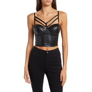Corsés de Cuero Negros Sexys de Alta Calidad al por Mayor para Club, Tops para Mujer, Personalizados con Logotipo - Product Image 4