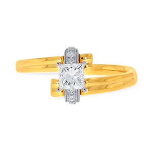 Anillo de Compromiso de Diamantes de Alta Calidad en Oro de 18K con Corte Princesa y Detalles Laterales de Diamantes para Mujer, Joyería Fina Elegante para Novias - Product Image 3