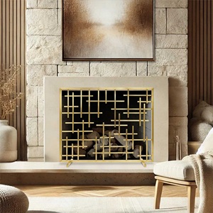 Protector de Chimenea Metálico Curvo Minimalista, Malla Metálica, Resistente al Calor, Diseño Contemporáneo - Product Image 6
