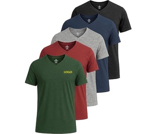 T-shirt pour homme 100% coton, col en V, manches courtes, tricoté, respirant, séchage rapide, logo personnalisé, vêtements décontractés, haute qualité - Product Image 3
