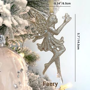 Decorazioni per alberi di Natale acriliche infrangibili per feste 2022 18/24 pezzi Set di ornamenti angeli con fiocchi di neve grandi; Appendere decorativi - Product Image 5