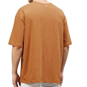 เสื้อยืดคอตตอน 100% ทรงหลวม ไหล่ตก สีพื้น สำหรับผู้ชาย รับผลิตแบบ OEM ODM ราคาโรงงาน ขายส่ง - Product Image 5